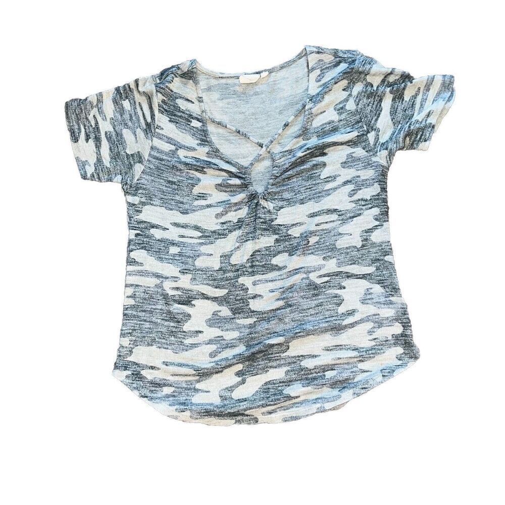 Buckle White Crow Women’s Camo Crossroad Top Sz Medium Blue Gray Blouse 90s